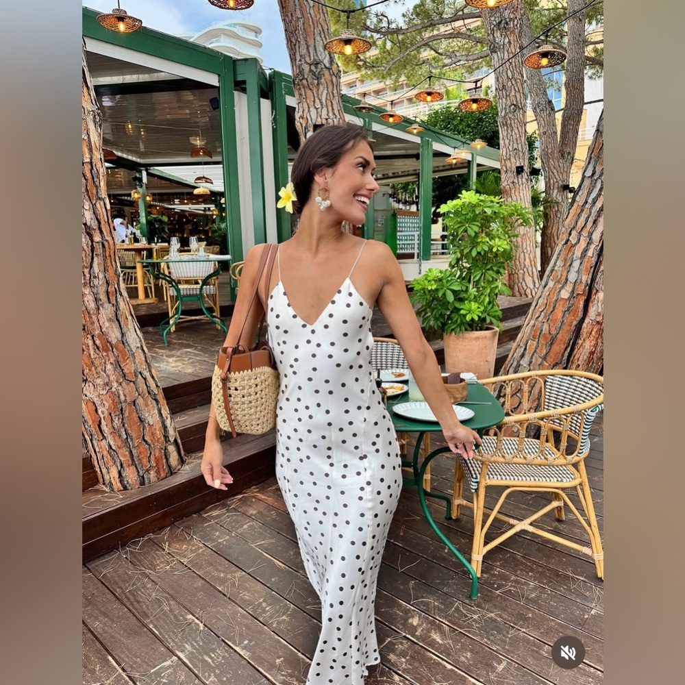 Zara White Polka Dot Slip Dress - Picture 9 of 16